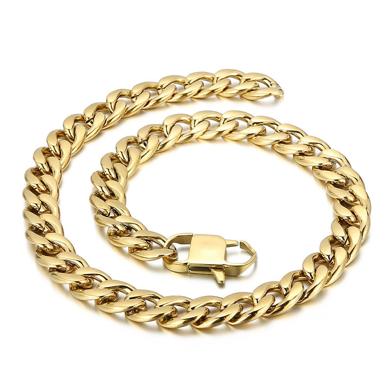 Trendy Men's Titanium Steel NK Chain Bracelet and Necklace for Rock Hip-hop Style