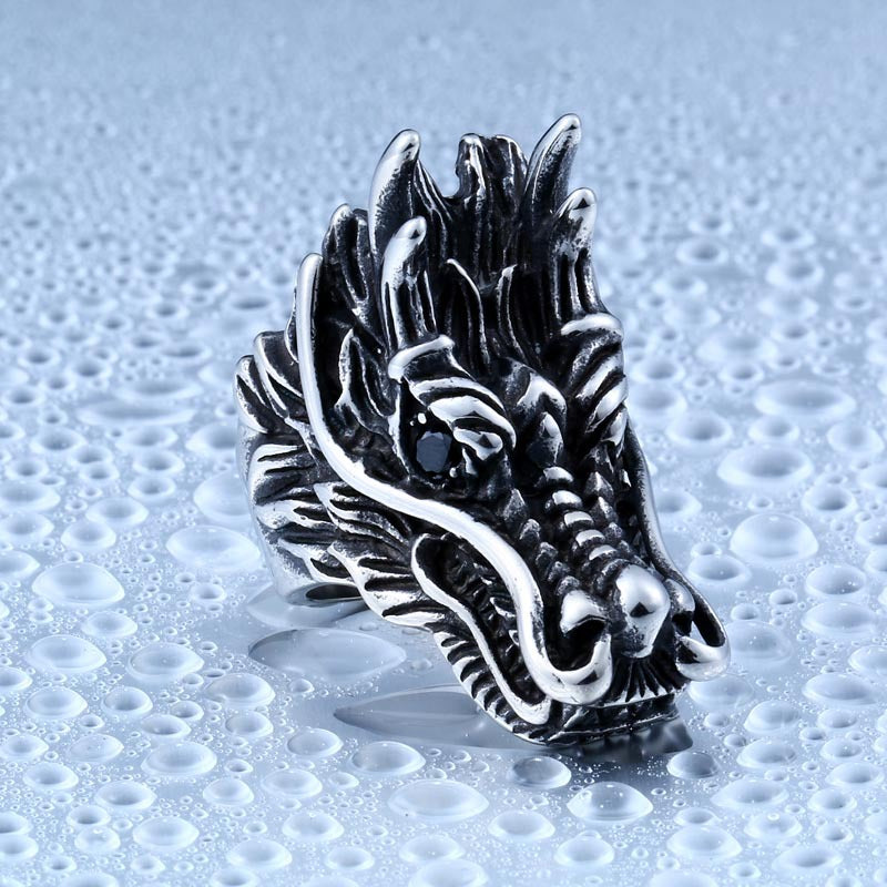 Titanium Steel Dragon Faucet Ring for Men - Bold and Stylish Wholesale Jewelry