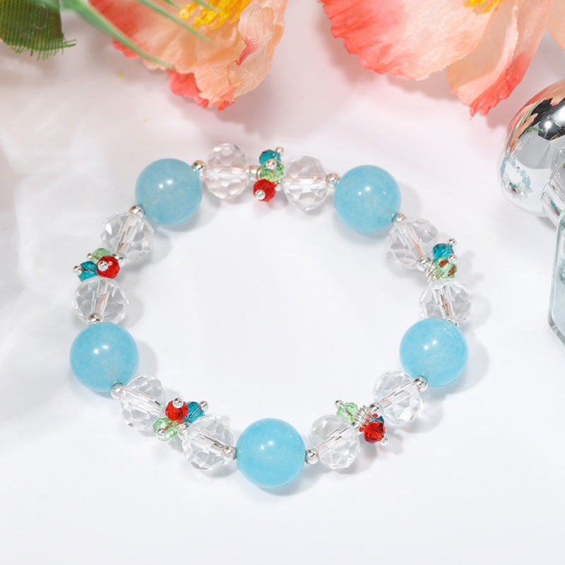 Fresh Sterling Silver Chalcedony Crystal Bracelet