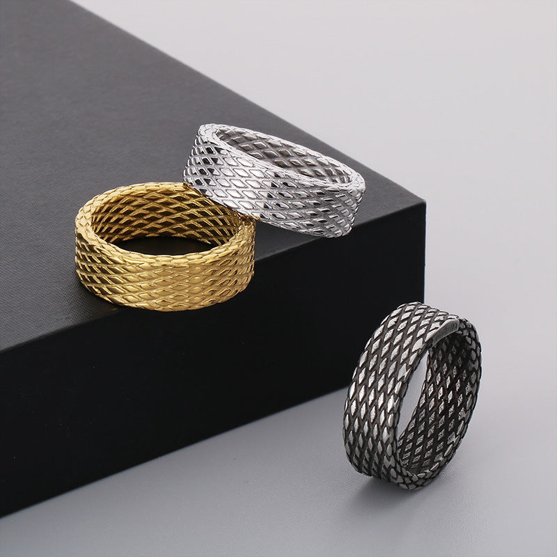 Versatile Rhombus Stainless Steel Men's Ring - Trendy Japanese and Korean Design for Everyday Wear