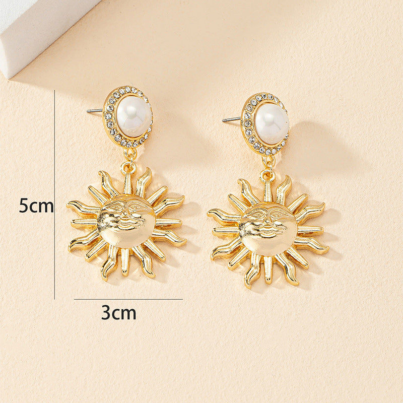 Sunflower Pearl Retro Earrings - Vienna Verve Collection