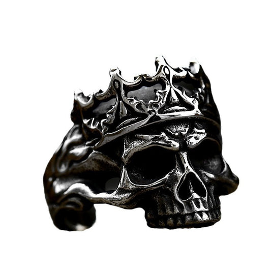 Titanium Steel Skull Crown Ring for Men - Edgy Punk Jewelry Statement