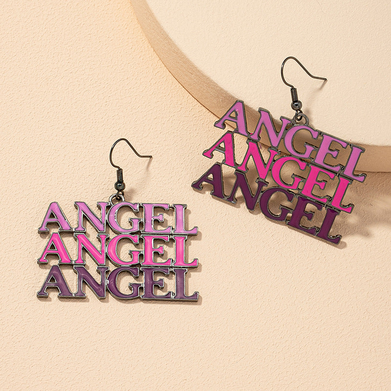 Angelic Block Letter Earrings from Vienna Verve by Planderful - Metal Needle Earrings