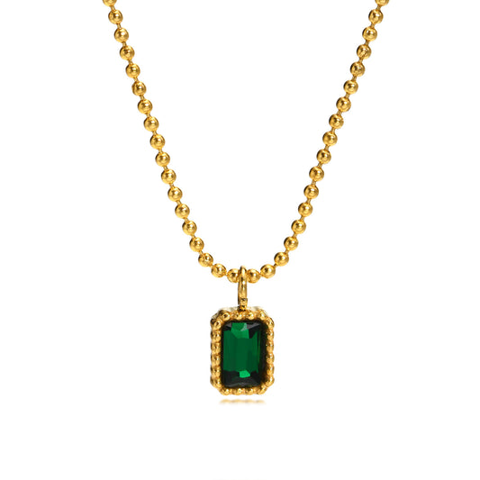 Stainless Steel Emerald Green Necklace Jewelry Wholesale