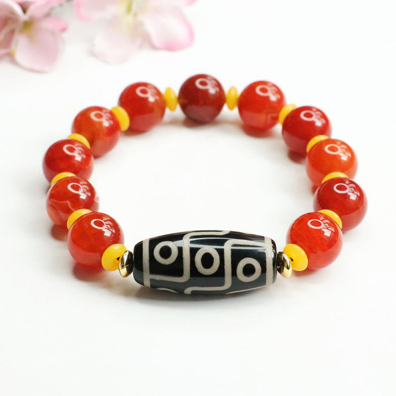 Heavenly Red Agate and Chalcedony Sterling Silver Bracelet