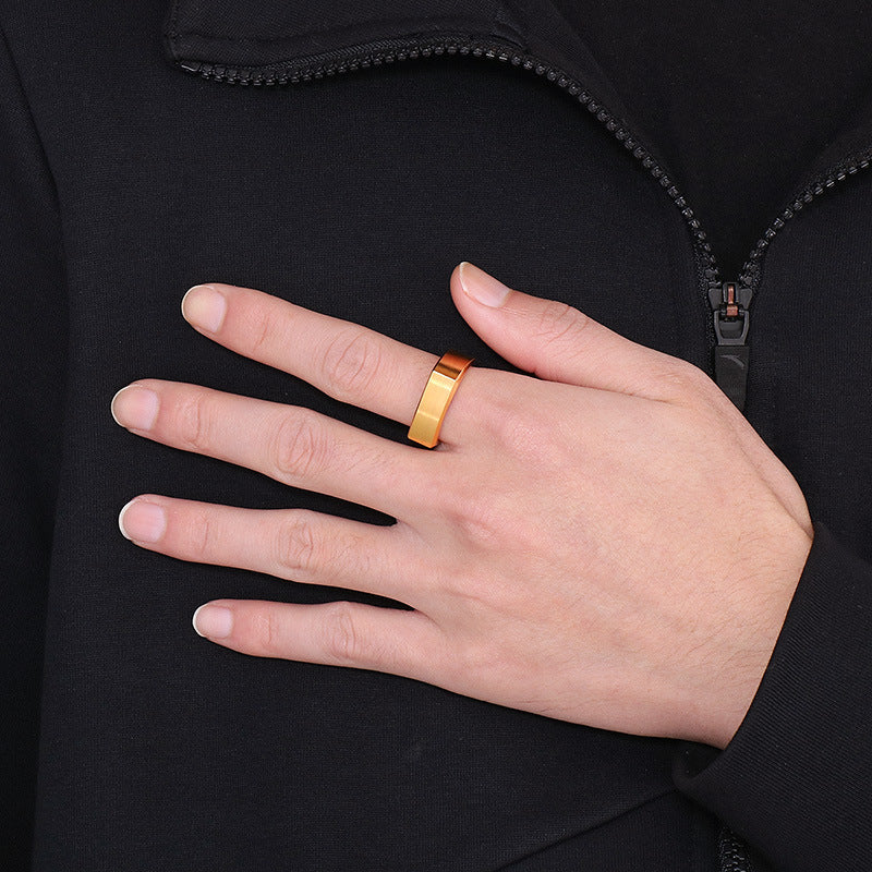 Sleek Matte Square Stainless Steel Men's Ring - Modern Brushed Design for Everyday Elegance