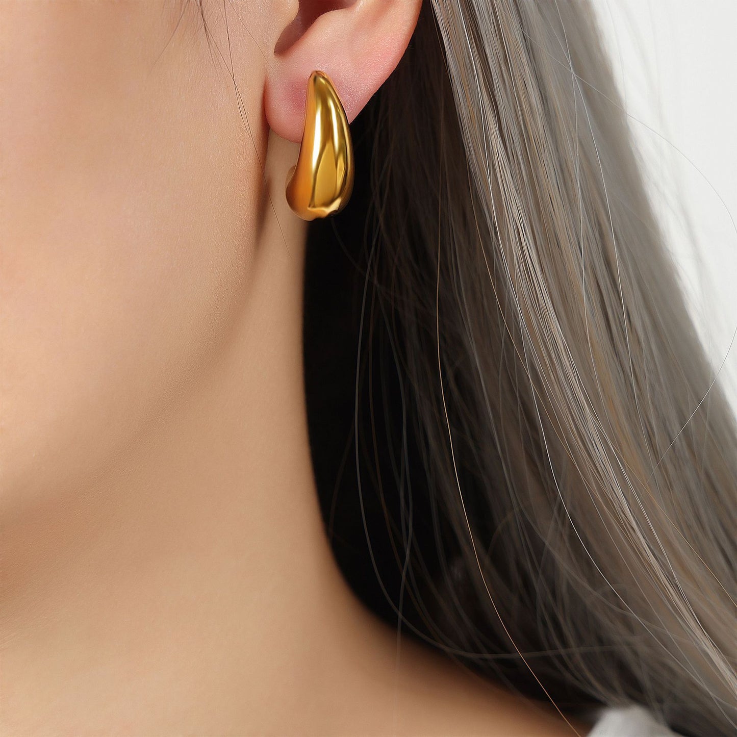 Golden Geometric Crescent Earrings - Chic Titanium Steel Jewelry for Women