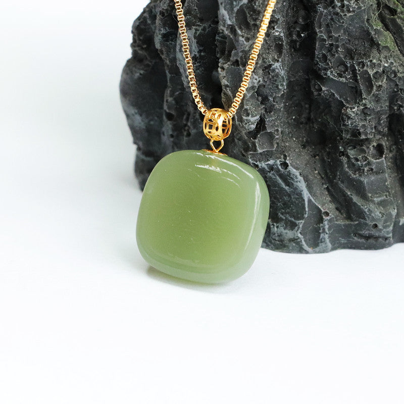 Heavenly Jade Pendant Necklace with Geometric Design