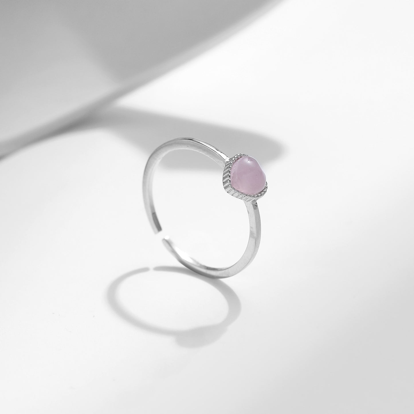 Pink Heart-shaped Opal Open Ring for Everyday Genie Collection