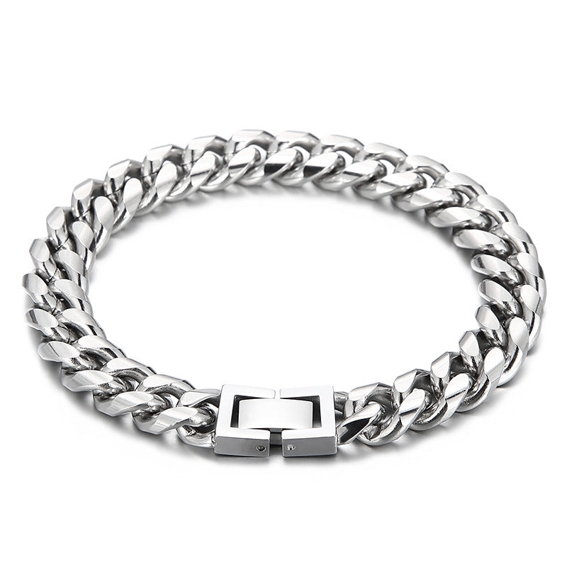 Unisex Retro Stainless Steel Cuban Chain Bracelet for Hip-Hop Style