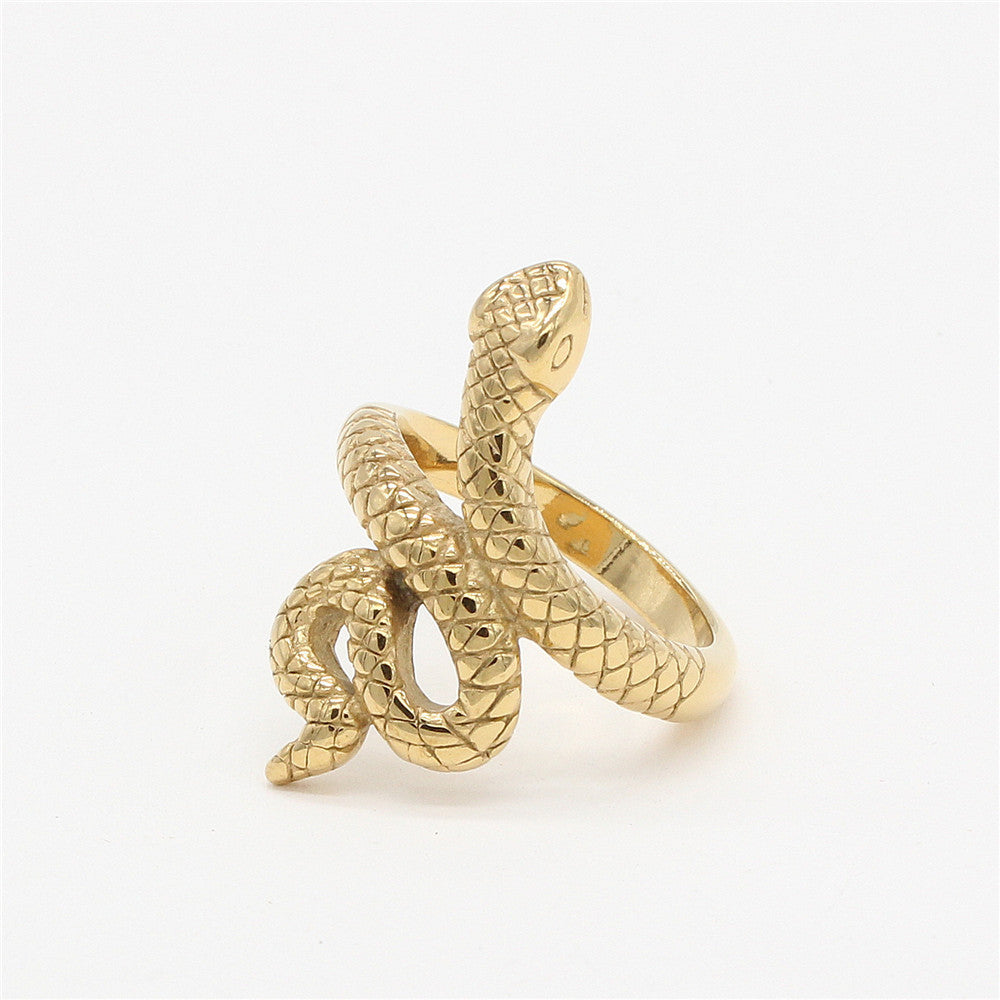 Punk Snake Titanium Steel Ring for Men