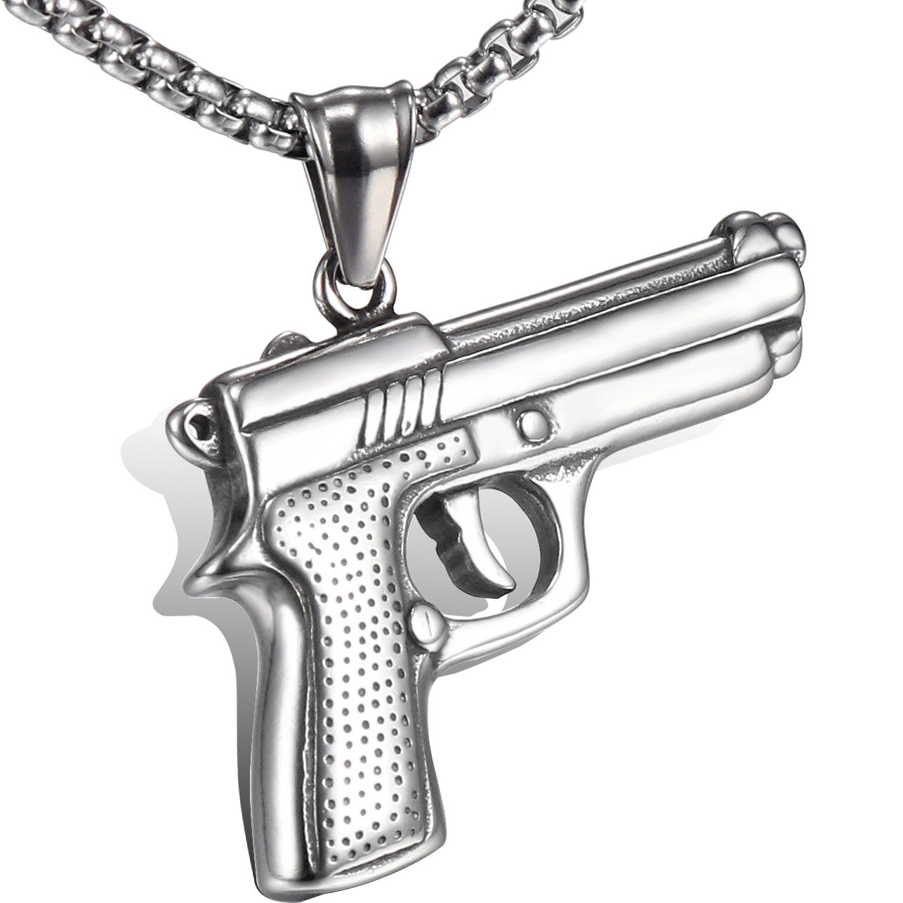 Bold Titanium Steel Pistol Pendant for Men - Personalized Retro Jewelry