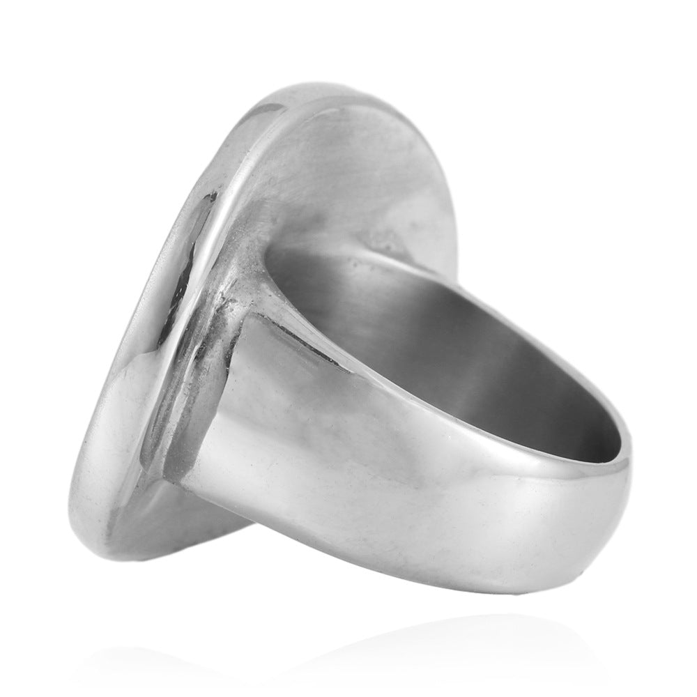 Versatile Titanium Steel Oval Fashion Rings for Men and Women in Trendy Glossy Finish