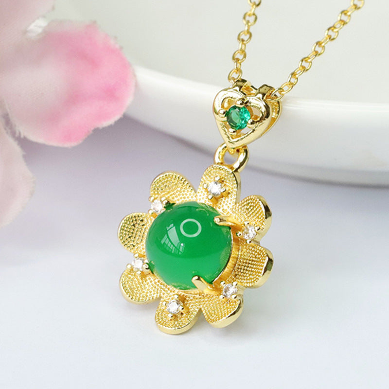 Sunflower Golden Chalcedony Pendant Necklace