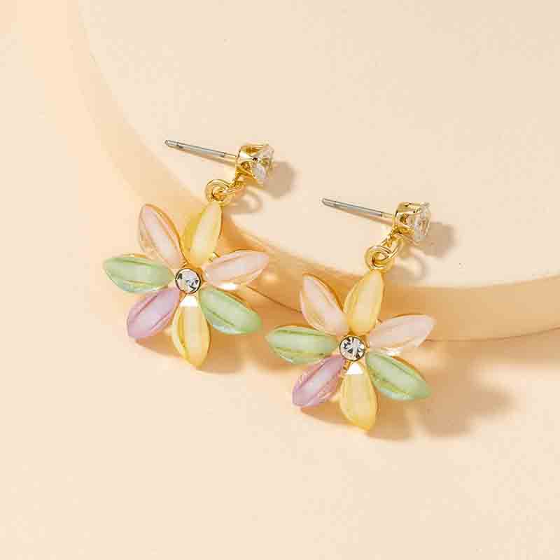 Exaggerated Colorful Flower Earrings - Vienna Verve Collection