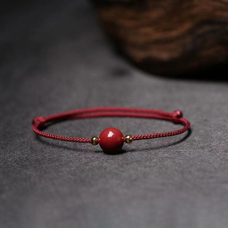 Cinnabar Stone Sterling Silver Bracelet - Fortune's Favor Collection