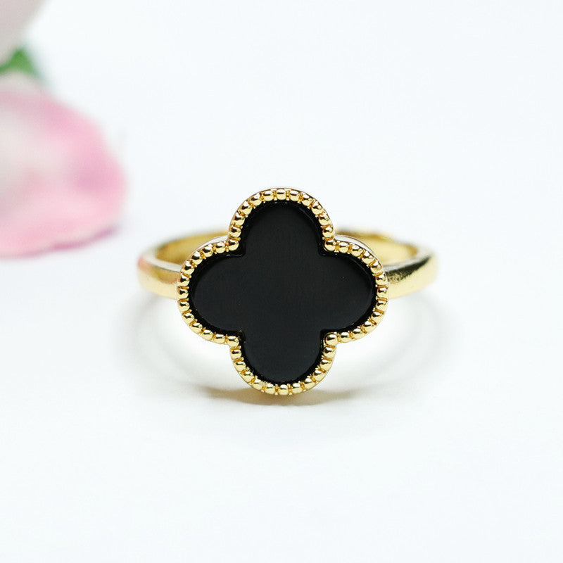 Black Agate Clover Ring from the Fortune's Favor Collection