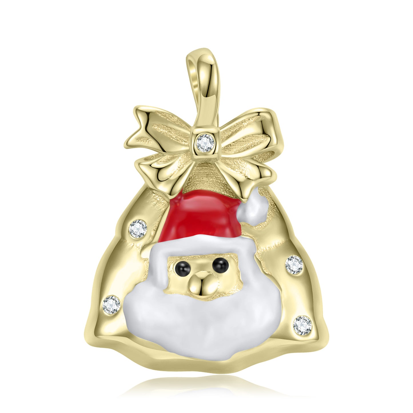 Christmas Santa Claus Bow Pendant Silver Necklace