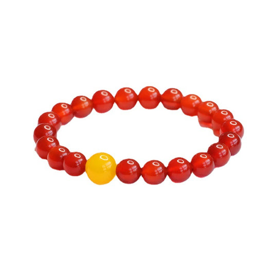 Red Agate and Yellow Chalcedony Sterling Silver Bracelet - Fortune's Favor Collection