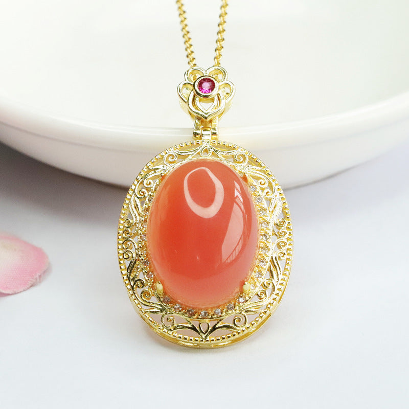 Pigeon Egg Agate Pendant Sterling Silver Necklace from the Fortune's Favor Collection