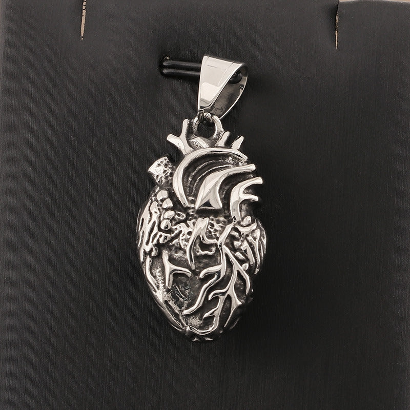 Customizable Trendy 18k Vacuum Plated Stainless Steel Men's Heart Pendant