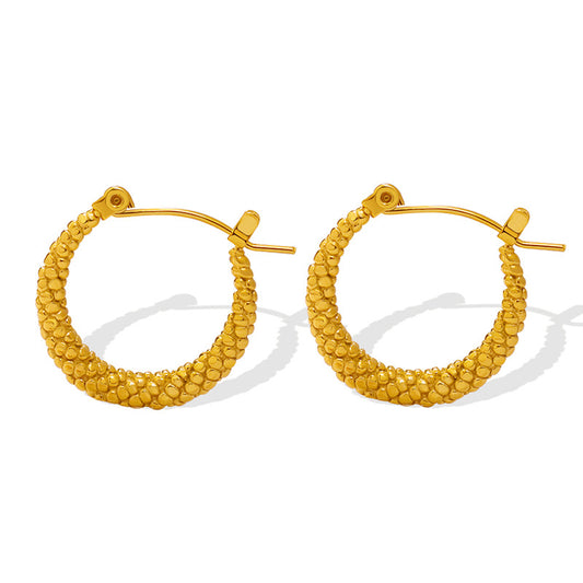 Exaggerated European & American Golden Earrings with Niche Fish Scale Pattern