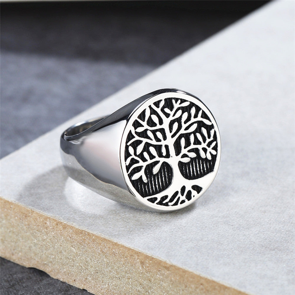 Men's Titanium Steel Life Tree Ring