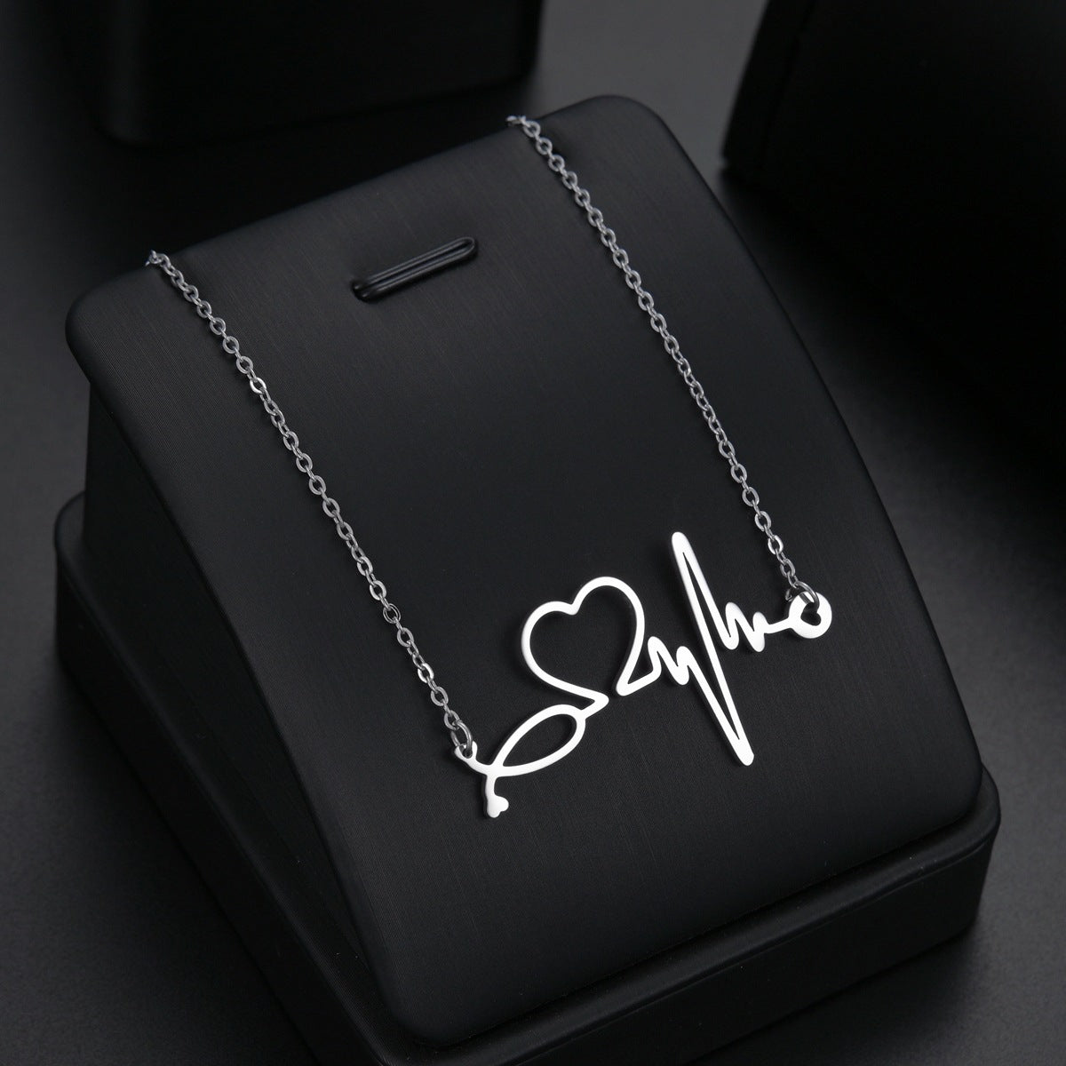 Heartbeat Love Pendant Necklace - Trendy Titanium Steel Jewelry for Women