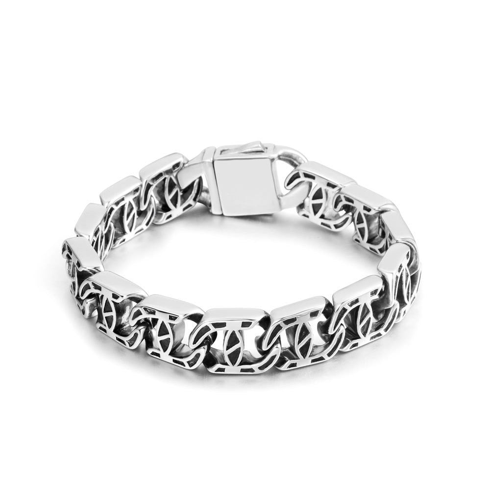 Roman-Inspired Titanium Steel Bracelet for Modern Men - Trendy Punk Fashion Accessory