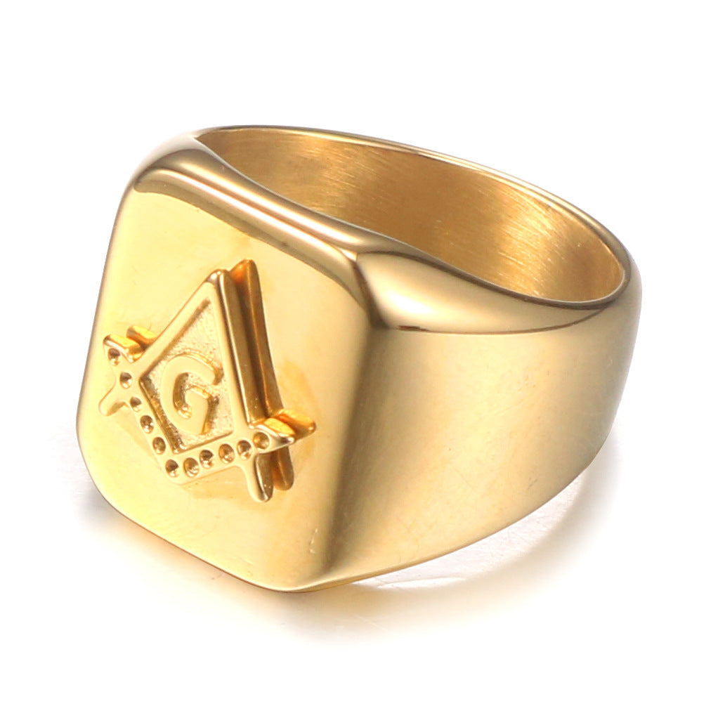 Stylish Men's Freemasonry Titanium Steel Ring – A Touch of Modern Elegance