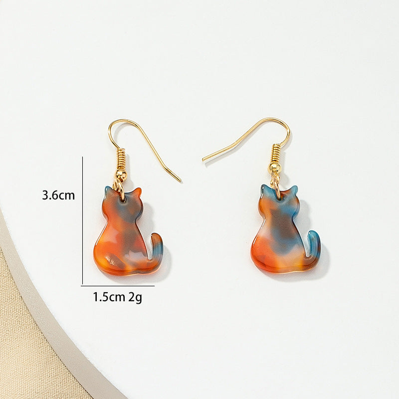 Playful Feline Asymmetric Earrings - Retro Design with a Twist