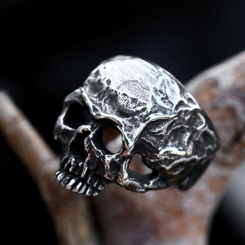 Titanium Steel Skull Ring for Men - Halloween Horror Inspired Cross-Border Wholesale Accessory