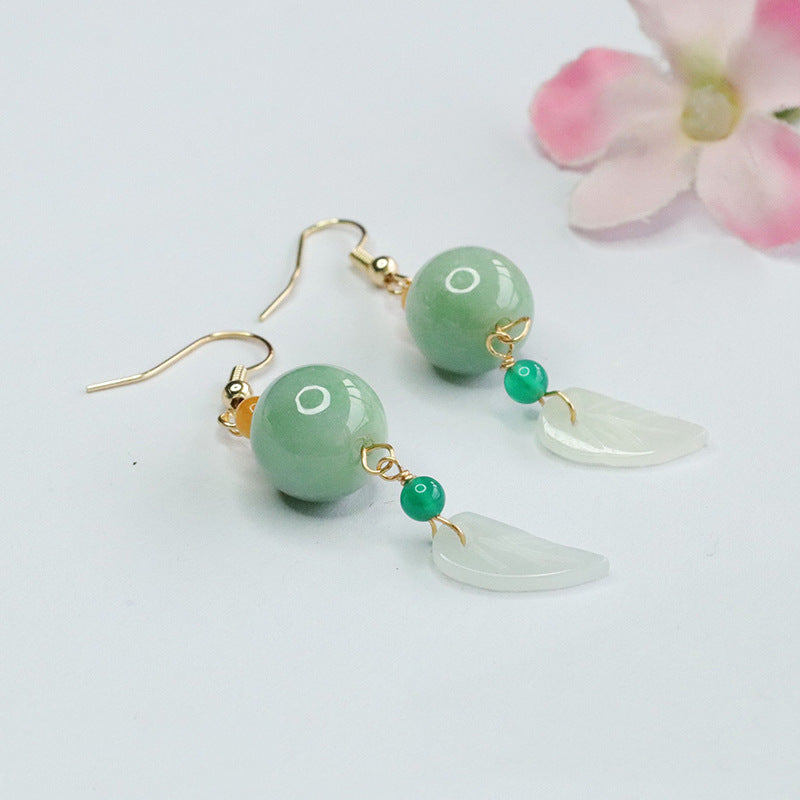 Jade Leaf Earrings crafted with Sterling Silver Hook