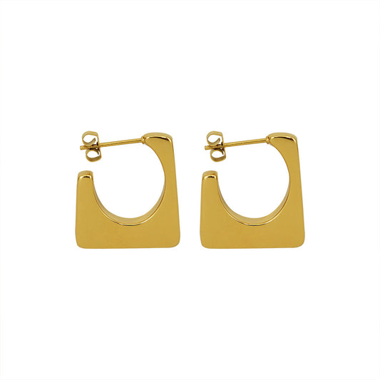 Geometric Square Earrings in Titanium Steel with 18K Gold Accents