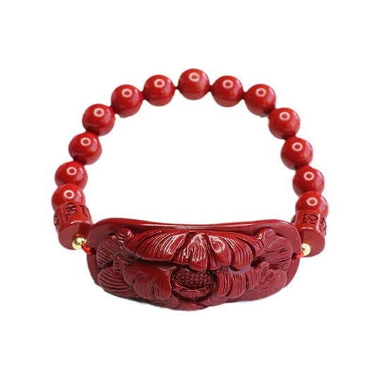 Cinnabar Flower Blossom Sterling Silver Bracelet by Planderful Collection