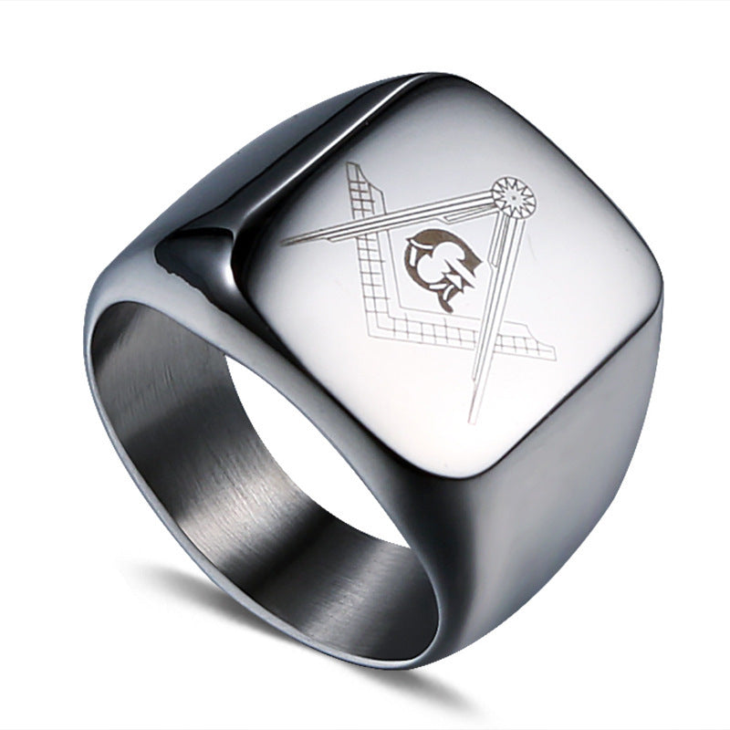 Stylish Retro Men's Titanium Steel Freemasonry Ring - Personalized Fashion Jewelry