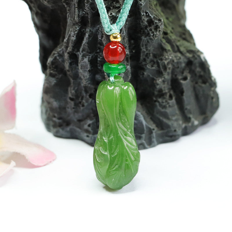 Green Jasper Jade Cabbage Necklace