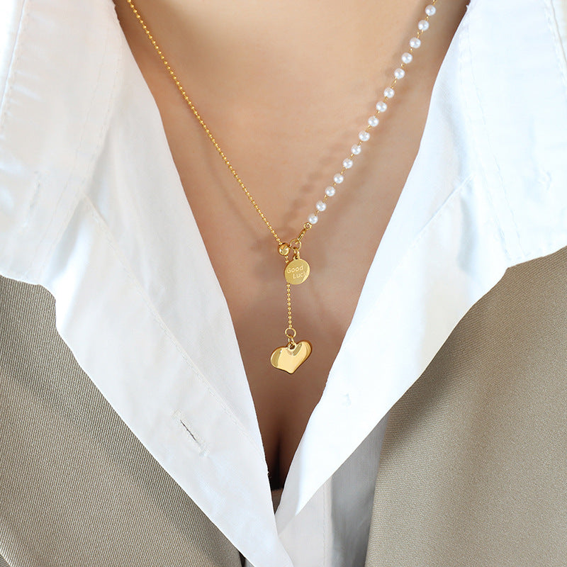 Vintage Love Medallion Necklace with Tassel & Pearl Detail