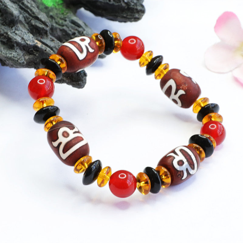 Heavenly Red Agate Sterling Silver Fortune Bracelet