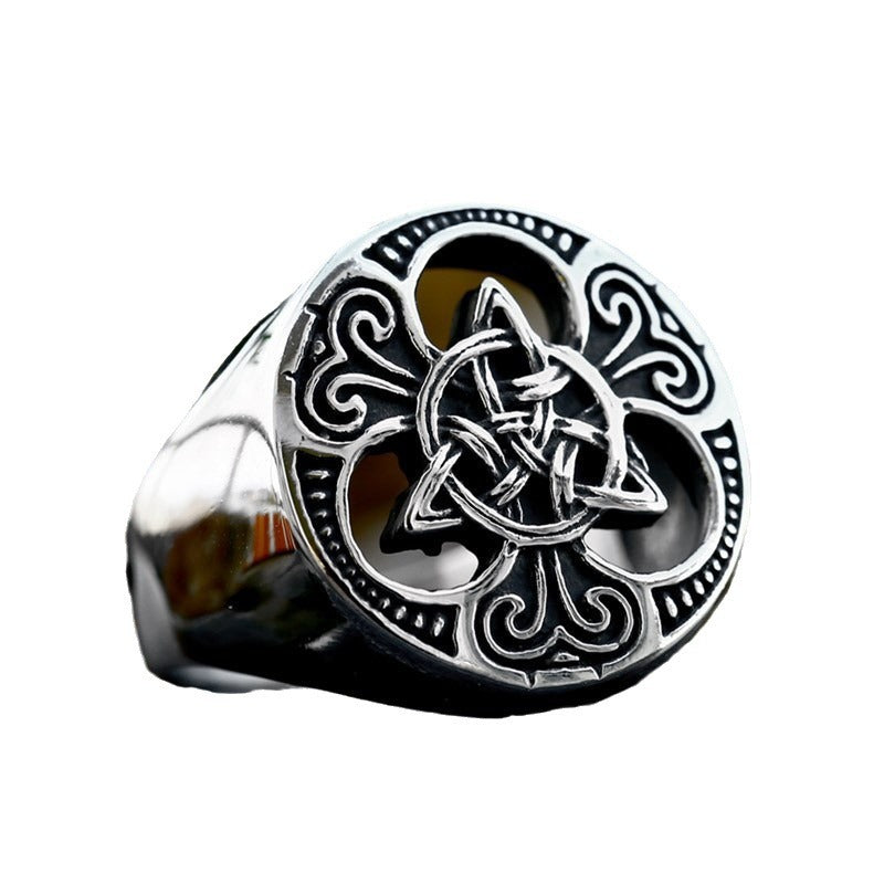 Celtic Knot Titanium Steel Ring for Men - Nordic Viking Style, Retro Fashion Accessory