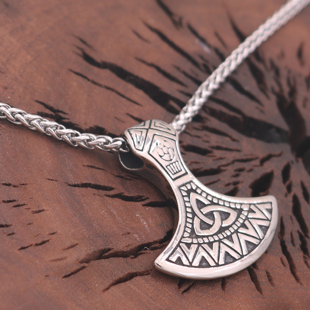 Viking Odin Axe Necklace with Triangular Knot Rune Pendant