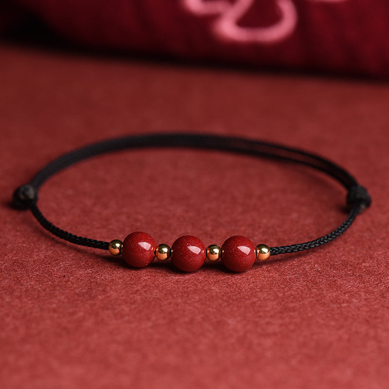 Cinnabar Transfer Beads Sterling Silver Bracelet