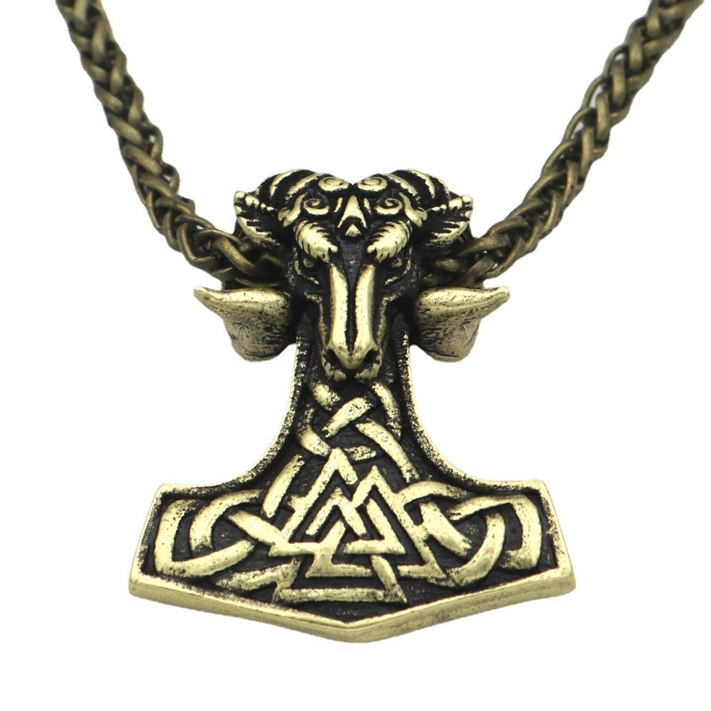 Viking Sheep Head Necklace with Norse Legacy Design for Men - Metal Pendant