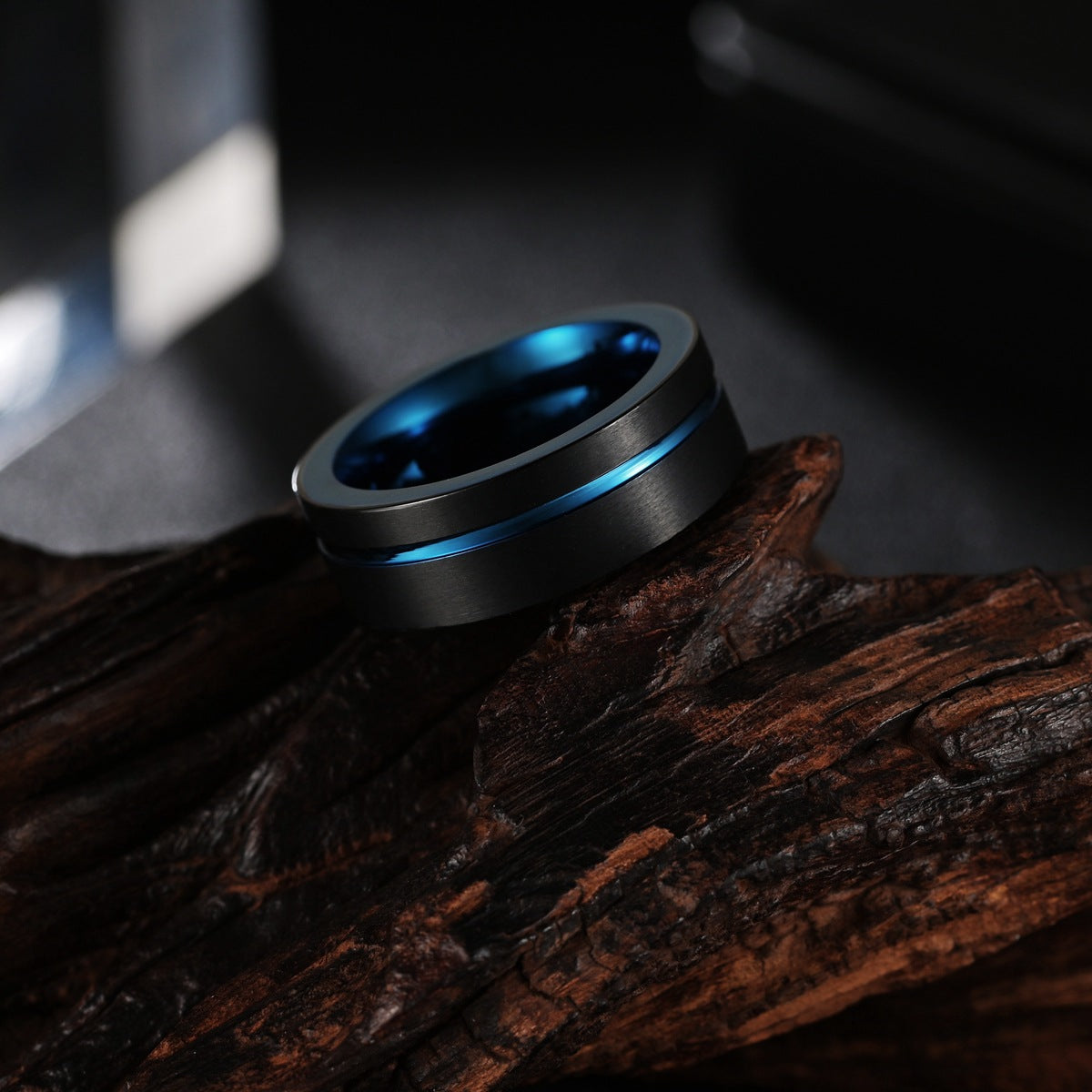 Black and Blue Dual Tone Men's Tungsten Steel Ring - European & American Bestseller