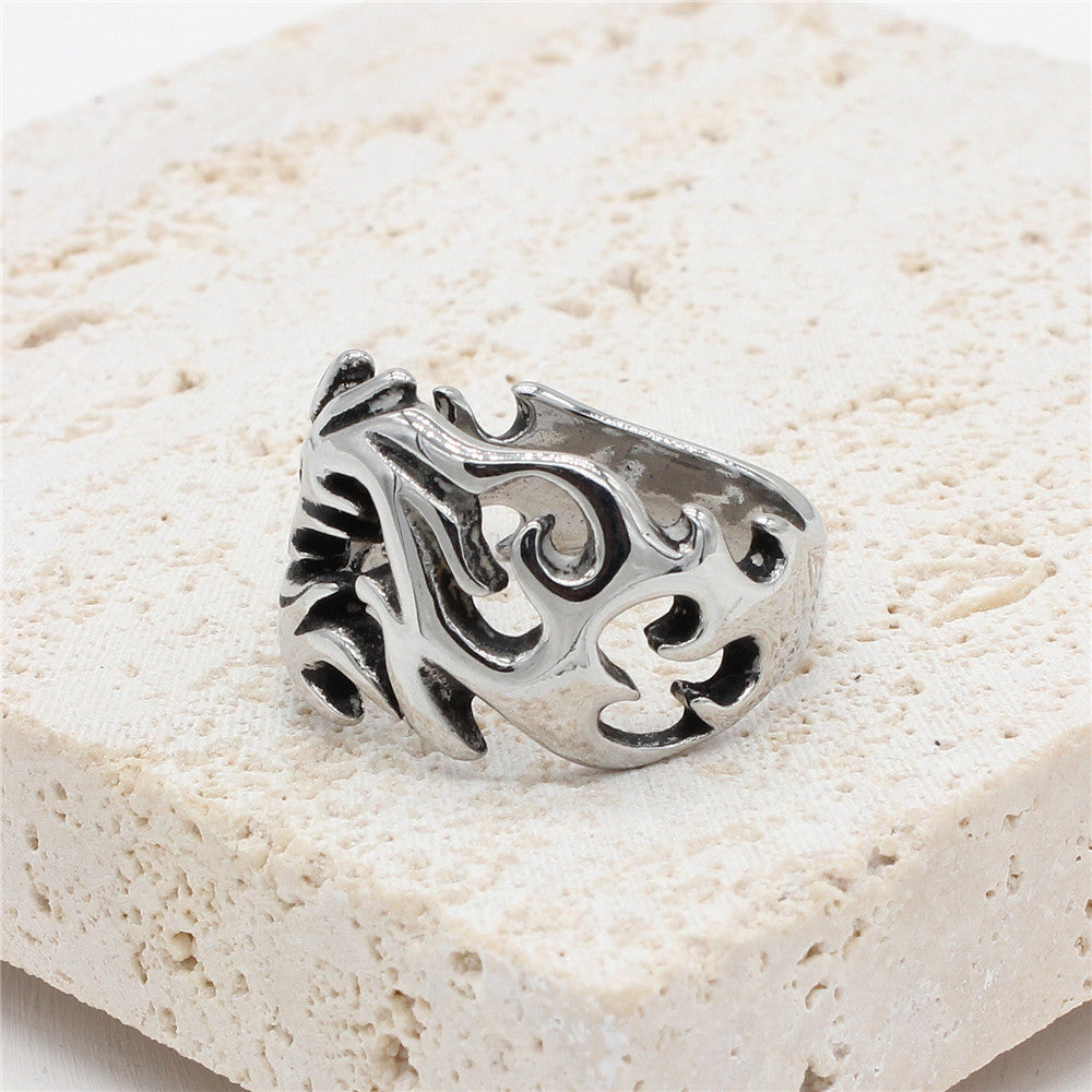 Vintage Chinese Dragon Titanium Steel Men's Ring