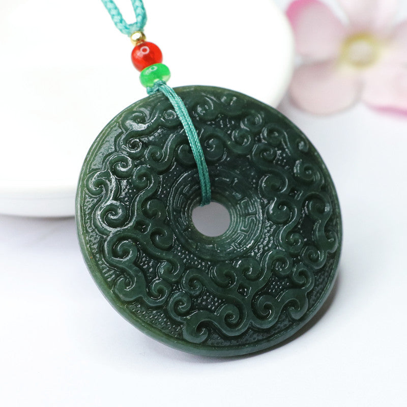 Auspicious Cloud Hetian Jade Necklace Jewelry