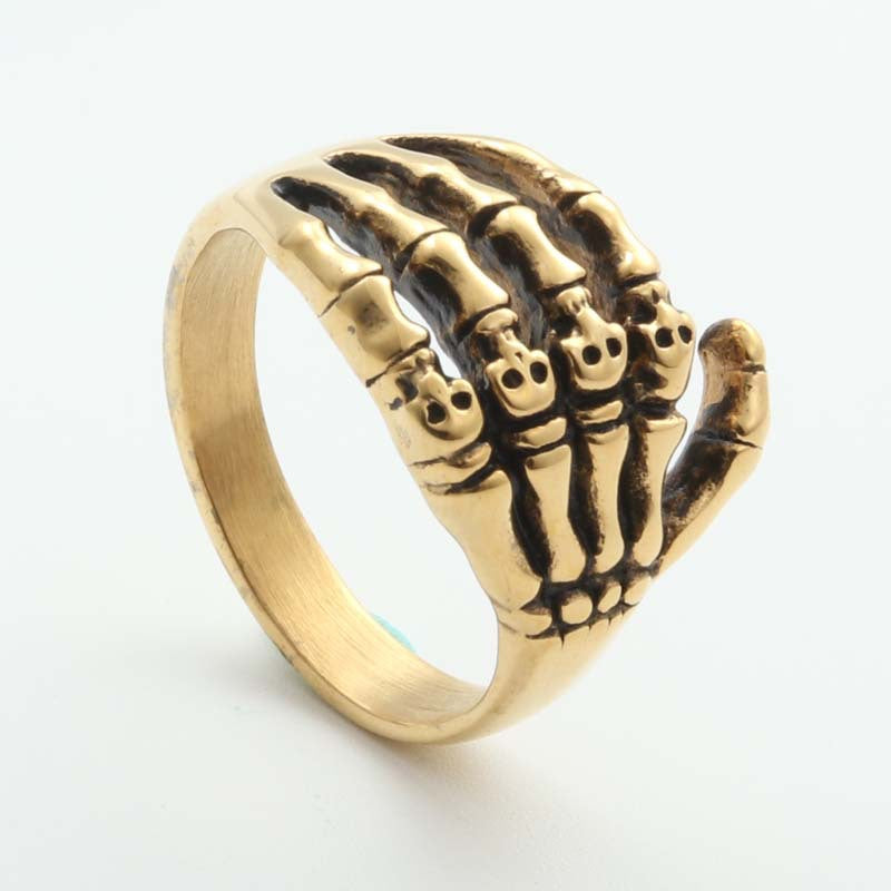 Titanium Steel Skull Ring for Men - Retro Trendy Ghost Claw Design Directly from Manufacturer