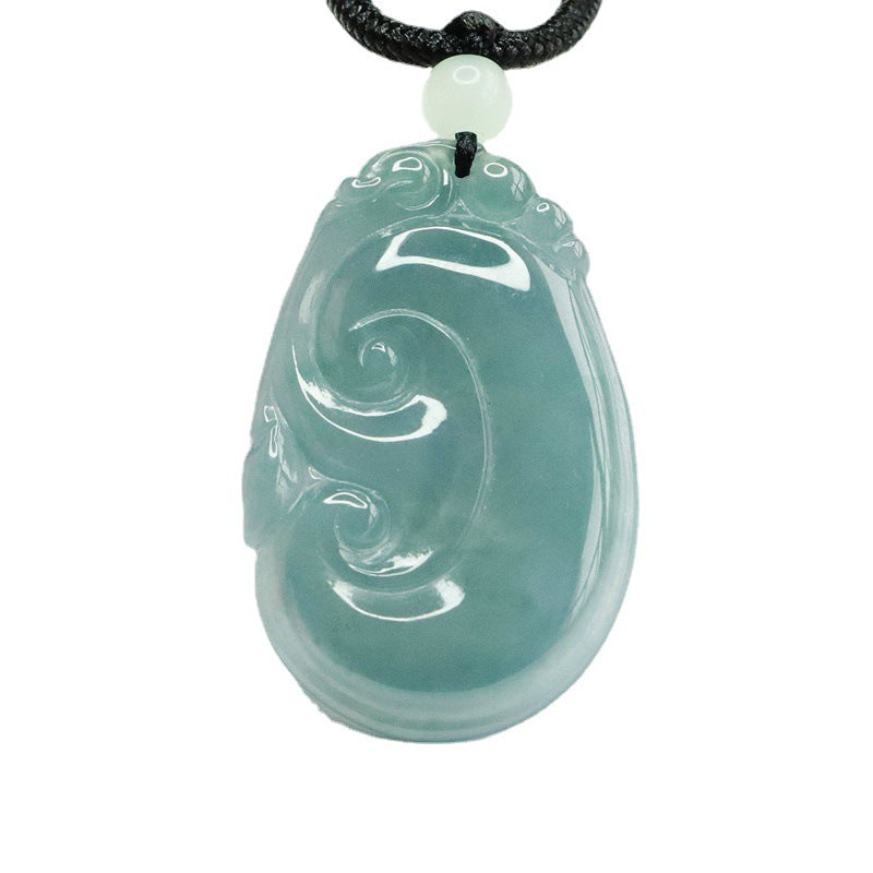 Fortune's Favor Sterling Silver Ruyi Jade Pendant