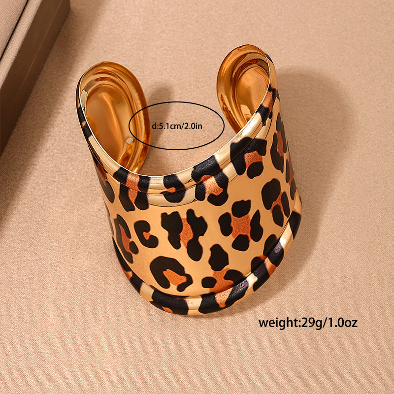 Wild Leopard Metal Cuff Bracelet for Women - Perfect for Parties and Nightlife