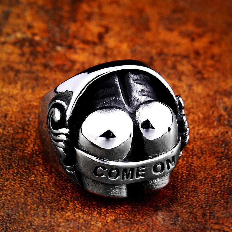 Customized Retro Stainless Steel Ring for Men - European and American Punk Hip-Hop Titanium Steel Jewelry